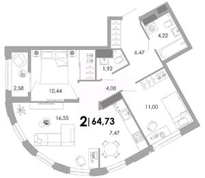 3-к квартира, вторичка, 65м2, 4/17 этаж