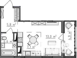 Студия квартира, вторичка, 33м2, 9/9 этаж