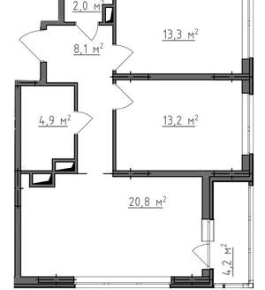 2-к квартира, вторичка, 64м2, 7/9 этаж