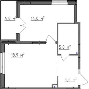 1-к квартира, вторичка, 46м2, 1/9 этаж