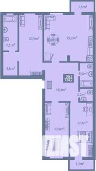 3-к квартира, строящийся дом, 125м2, 1/7 этаж
