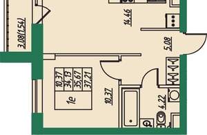 1-к квартира, вторичка, 36м2, 3/8 этаж