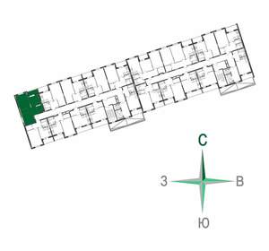 2-к квартира, строящийся дом, 45м2, 2/17 этаж