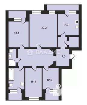 4-к квартира, вторичка, 143м2, 6/9 этаж