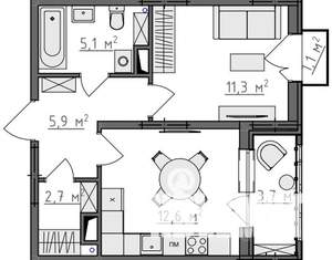 1-к квартира, вторичка, 40м2, 2/9 этаж