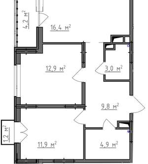 2-к квартира, вторичка, 61м2, 8/9 этаж