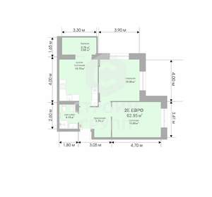 2-к квартира, вторичка, 63м2, 7/17 этаж