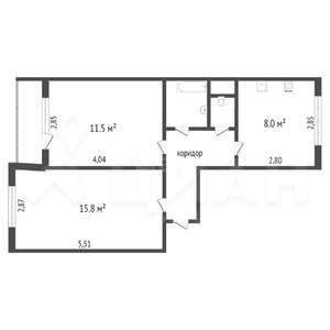 2-к квартира, вторичка, 46м2, 4/5 этаж