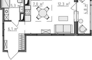 Студия квартира, вторичка, 33м2, 8/9 этаж