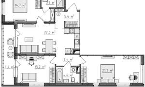 3-к квартира, вторичка, 92м2, 7/9 этаж