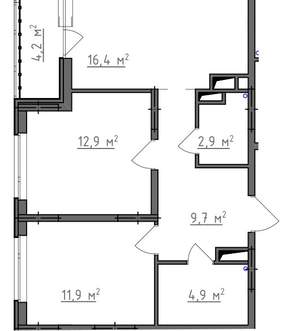 2-к квартира, вторичка, 61м2, 9/9 этаж