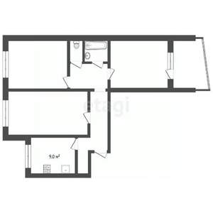 3-к квартира, вторичка, 65м2, 3/9 этаж