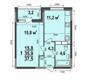 1-к квартира, строящийся дом, 38м2, 4/17 этаж