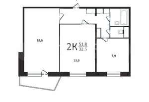 2-к квартира, вторичка, 53м2, 7/9 этаж