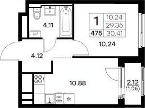 1-к квартира, вторичка, 30м2, 4/17 этаж