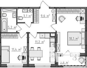 2-к квартира, вторичка, 61м2, 2/9 этаж