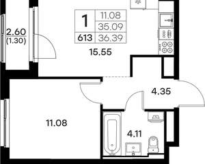 1-к квартира, вторичка, 36м2, 4/17 этаж