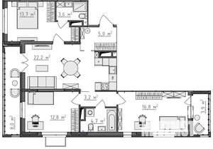 3-к квартира, вторичка, 88м2, 9/9 этаж