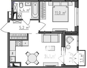 1-к квартира, вторичка, 39м2, 8/9 этаж