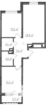2-к квартира, вторичка, 63м2, 3/9 этаж