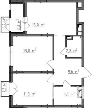 2-к квартира, вторичка, 59м2, 7/9 этаж