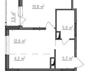 1-к квартира, вторичка, 45м2, 7/9 этаж