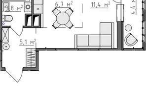 Студия квартира, вторичка, 29м2, 8/9 этаж