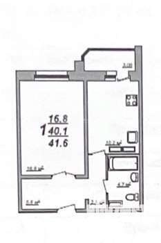 1-к квартира, вторичка, 42м2, 9/17 этаж