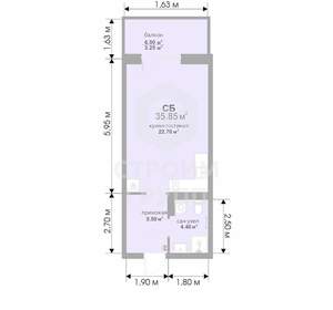 Студия квартира, вторичка, 36м2, 5/17 этаж