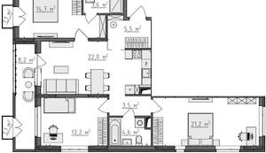 3-к квартира, вторичка, 93м2, 4/9 этаж