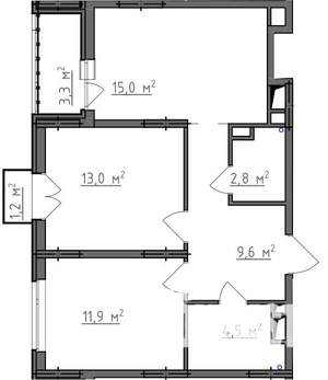 2-к квартира, вторичка, 59м2, 8/9 этаж