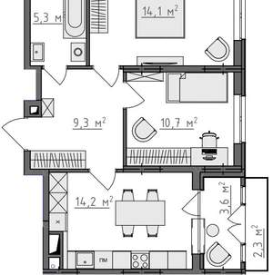 2-к квартира, вторичка, 56м2, 4/9 этаж