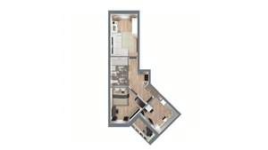 2-к квартира, строящийся дом, 54м2, 8/17 этаж