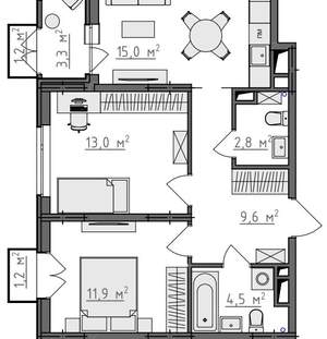 2-к квартира, вторичка, 59м2, 7/9 этаж