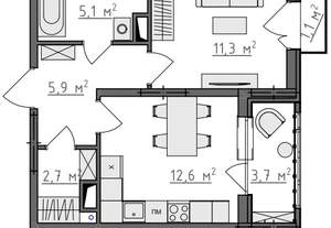 1-к квартира, вторичка, 40м2, 2/9 этаж