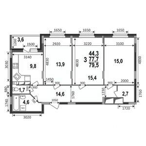 3-к квартира, строящийся дом, 80м2, 2/17 этаж