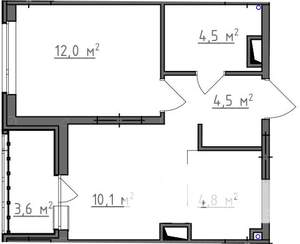 1-к квартира, вторичка, 38м2, 5/9 этаж