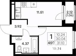 1-к квартира, вторичка, 31м2, 2/17 этаж