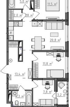 3-к квартира, вторичка, 80м2, 9/9 этаж