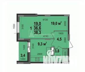 1-к квартира, вторичка, 38м2, 11/17 этаж