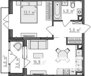 1-к квартира, вторичка, 43м2, 3/9 этаж