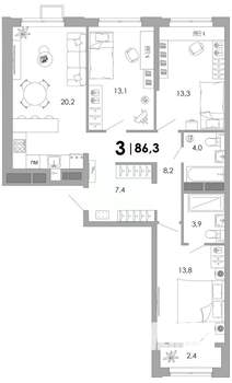 3-к квартира, вторичка, 86м2, 10/16 этаж