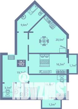 1-к квартира, вторичка, 44м2, 1/7 этаж