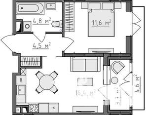 1-к квартира, вторичка, 41м2, 3/9 этаж