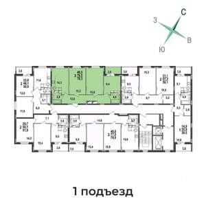 3-к квартира, строящийся дом, 78м2, 3/17 этаж