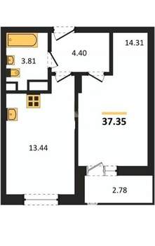 1-к квартира, вторичка, 37м2, 7/8 этаж