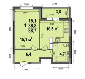1-к квартира, строящийся дом, 39м2, 16/17 этаж