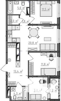 3-к квартира, вторичка, 80м2, 9/9 этаж