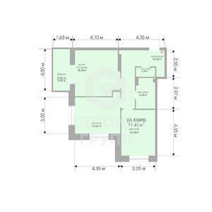 2-к квартира, вторичка, 71м2, 9/17 этаж