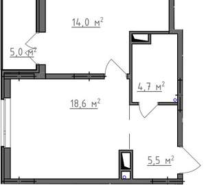 1-к квартира, вторичка, 45м2, 6/9 этаж